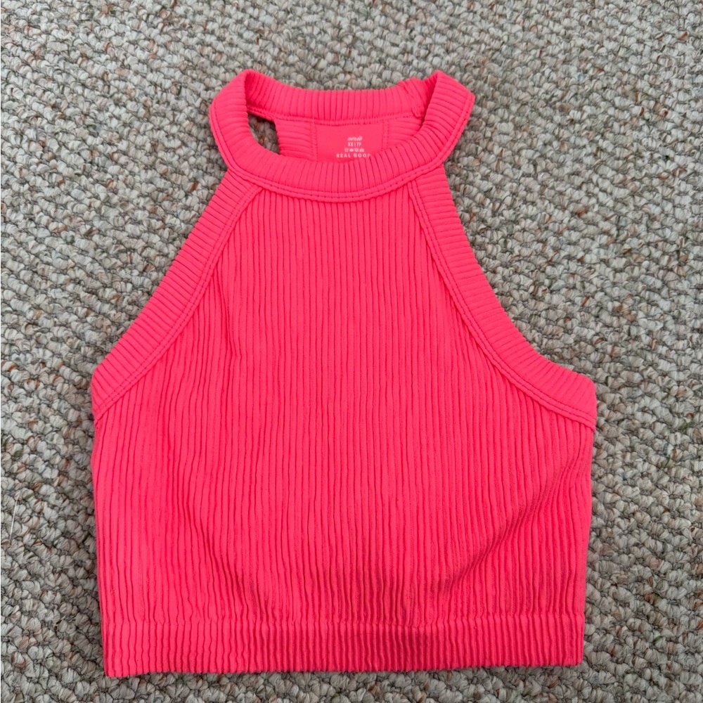 Aerie Vibrant Pink Ribbed Crop Top